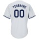 Custom White Navy Authentic Throwback Rib-Knit Baseball Jersey Shirt