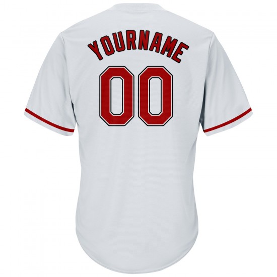 Custom White Red-Black Authentic Throwback Rib-Knit Baseball Jersey Shirt