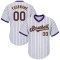 Custom White Purple Strip Purple-Gold Authentic Throwback Rib-Knit Baseball Jersey Shirt