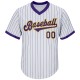 Custom White Purple Strip Purple-Gold Authentic Throwback Rib-Knit Baseball Jersey Shirt