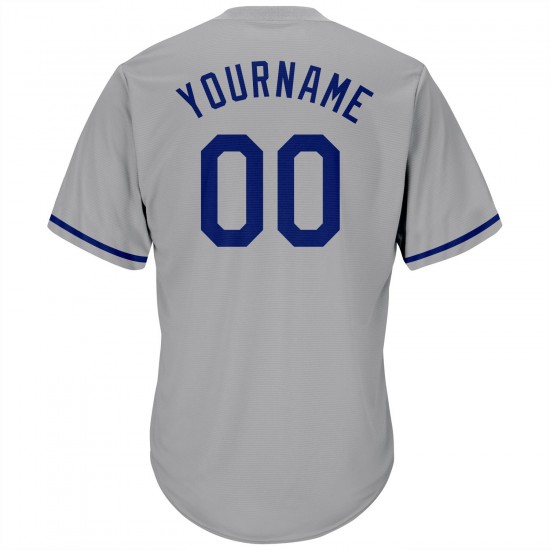 Custom Gray Royal-Red Authentic Throwback Rib-Knit Baseball Jersey Shirt