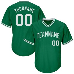 Custom Kelly Green White Authentic Throwback Rib-Knit Baseball Jersey Shirt