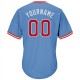 Custom Light Blue Red-White Authentic Throwback Rib-Knit Baseball Jersey Shirt