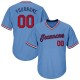 Custom Light Blue Red-Navy Authentic Throwback Rib-Knit Baseball Jersey Shirt