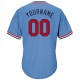 Custom Light Blue Red-Navy Authentic Throwback Rib-Knit Baseball Jersey Shirt