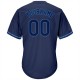 Custom Navy Navy-Powder Blue Authentic Throwback Rib-Knit Baseball Jersey Shirt