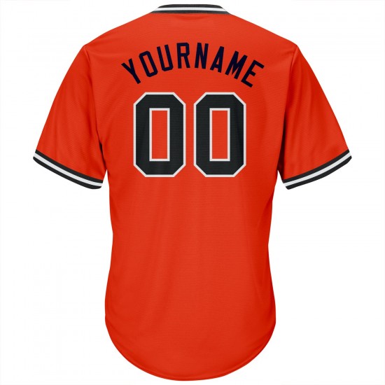 Custom Orange Black-White Authentic Throwback Rib-Knit Baseball Jersey Shirt