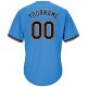 Custom Powder Blue Black-Orange Authentic Throwback Rib-Knit Baseball Jersey Shirt