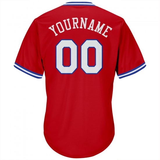 Custom Red White-Royal Authentic Throwback Rib-Knit Baseball Jersey Shirt