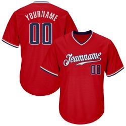 Custom Red Navy-White Authentic Throwback Rib-Knit Baseball Jersey Shirt