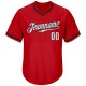 Custom Red White-Black Authentic Throwback Rib-Knit Baseball Jersey Shirt