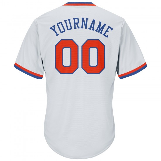 Custom White Orange-Royal Authentic Throwback Rib-Knit Baseball Jersey Shirt