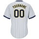 Custom White Navy Strip Navy-Gold Authentic Throwback Rib-Knit Baseball Jersey Shirt