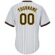 Custom White Brown Strip Brown-Gold Authentic Throwback Rib-Knit Baseball Jersey Shirt