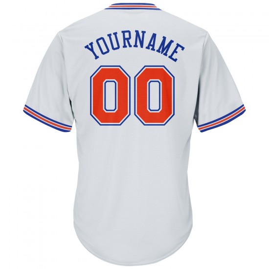 Custom White Orange-Royal Authentic Throwback Rib-Knit Baseball Jersey Shirt