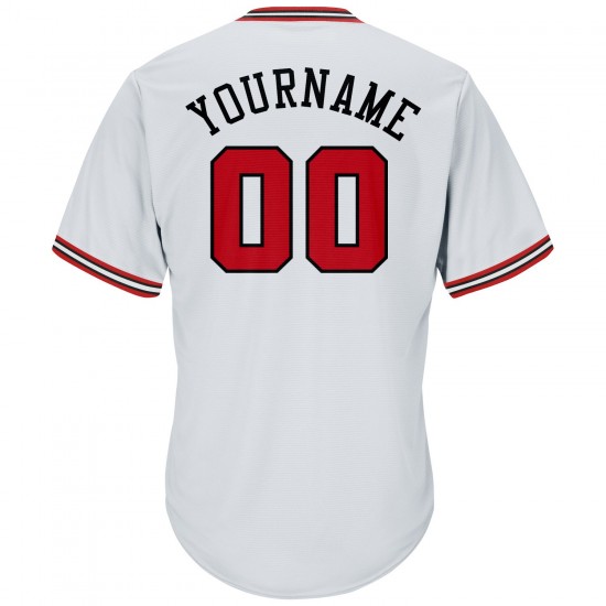 Custom White Red-Black Authentic Throwback Rib-Knit Baseball Jersey Shirt