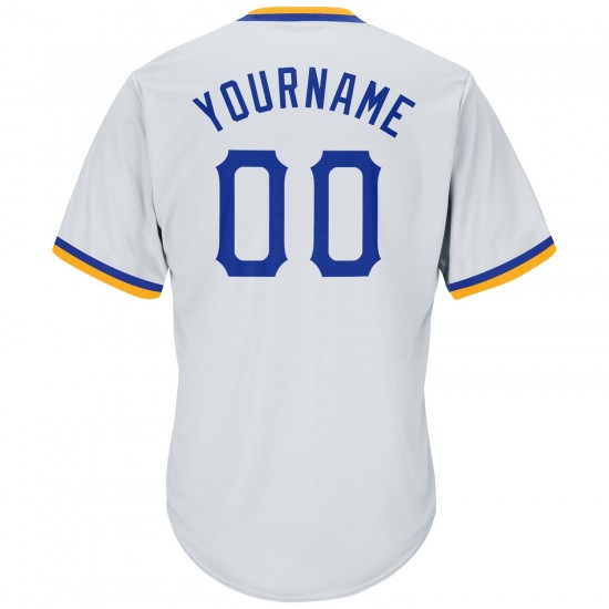 Custom White Royal-Gold Authentic Throwback Rib-Knit Baseball Jersey Shirt