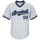 Custom White Navy Strip Navy-Gray Authentic Throwback Rib-Knit Baseball Jersey Shirt