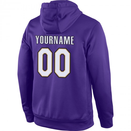 Custom Stitched Purple White-Old Gold Sports Pullover Sweatshirt Hoodie