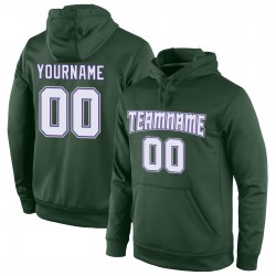 Custom Stitched Green White-Purple Sports Pullover Sweatshirt Hoodie