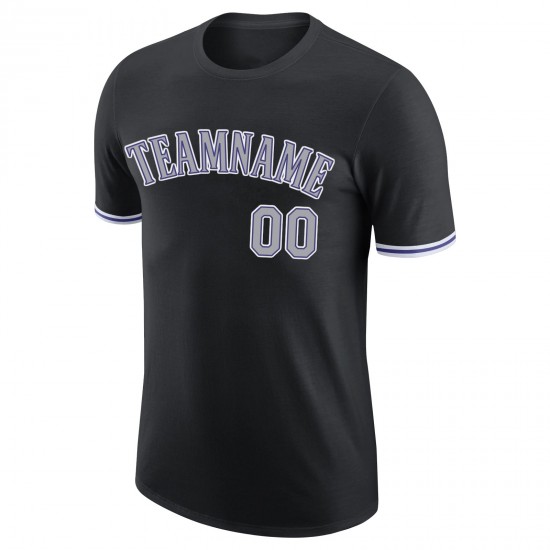 Custom Black Gray-Purple Performance T-Shirt