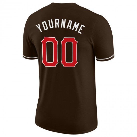 Custom Brown Red-Cream Performance T-Shirt