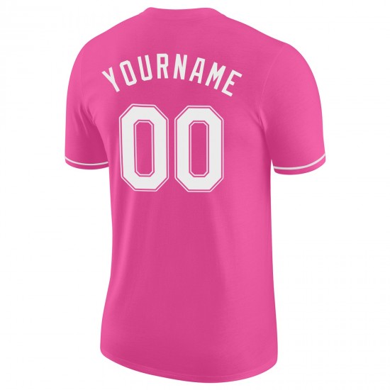 Custom Pink White Performance T-Shirt