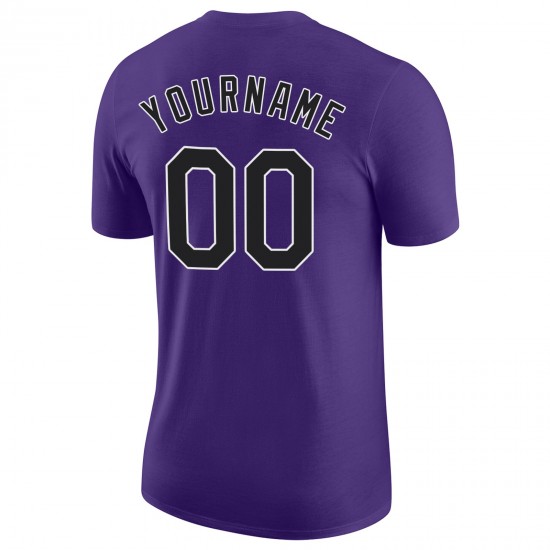 Custom Purple Black-Gray Performance T-Shirt