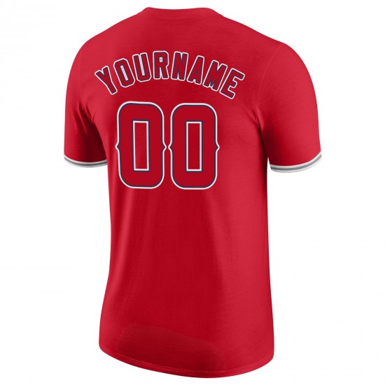 Custom Red Red-Navy Performance T-Shirt