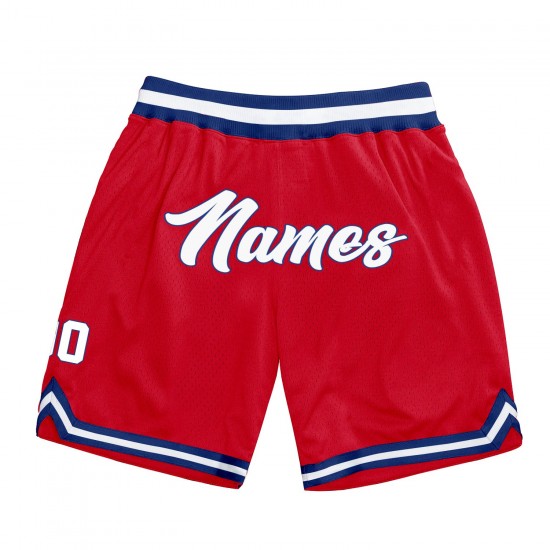 Custom Red White-Royal Authentic Throwback Basketball Shorts