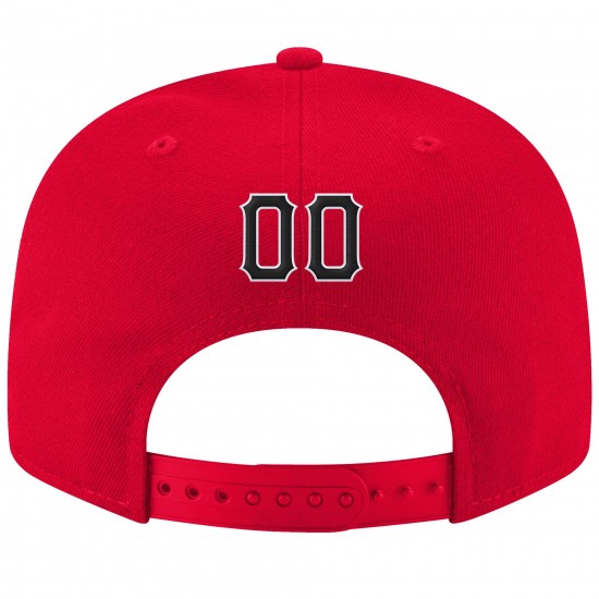 Custom Red Black-White Stitched Adjustable Snapback Hat