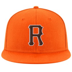 Custom Orange Brown-White Stitched Adjustable Snapback Hat