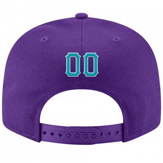 Custom Purple Aqua-White Stitched Adjustable Snapback Hat