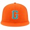 Custom Orange Aqua-White Stitched Adjustable Snapback Hat