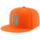 Custom Orange Aqua-White Stitched Adjustable Snapback Hat