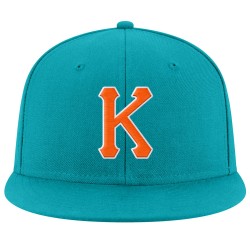 Custom Aqua Orange-White Stitched Adjustable Snapback Hat