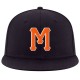 Custom Navy Orange-White Stitched Adjustable Snapback Hat