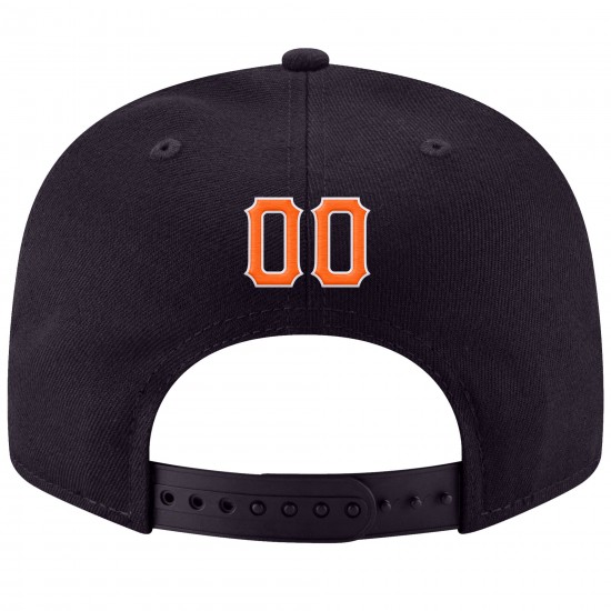 Custom Navy Orange-White Stitched Adjustable Snapback Hat