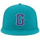 Custom Aqua Purple-White Stitched Adjustable Snapback Hat