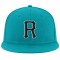 Custom Aqua Black-White Stitched Adjustable Snapback Hat