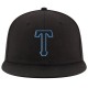 Custom Black Black-Powder Blue Stitched Adjustable Snapback Hat