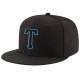 Custom Black Black-Powder Blue Stitched Adjustable Snapback Hat