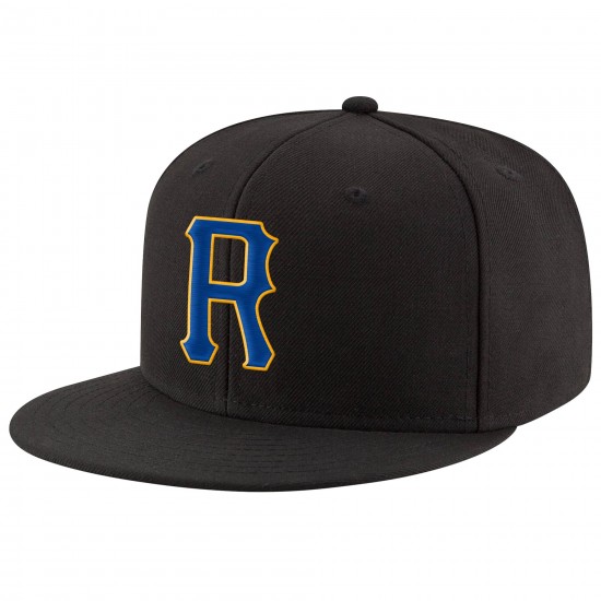 Custom Black Royal-Gold Stitched Adjustable Snapback Hat