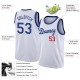 Custom White Royal-Red Round Neck Rib-Knit Basketball Jersey