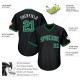 Custom Black Kelly Green-White Authentic Throwback Rib-Knit Baseball Jersey Shirt