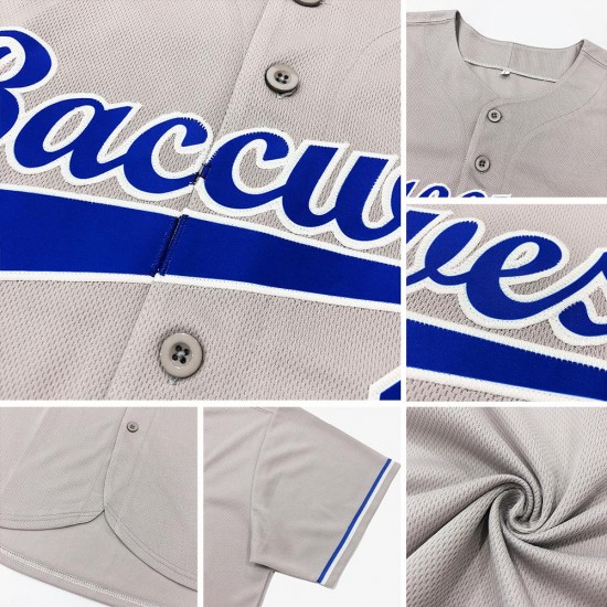 Custom Gray Royal-Red Authentic Baseball Jersey