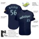 Custom Navy Gray-Aqua Authentic Baseball Jersey