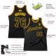 Custom Black Black-Gold Authentic Throwback Basketball Jersey