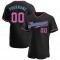 Custom Black Pink-Light Blue Authentic Baseball Jersey