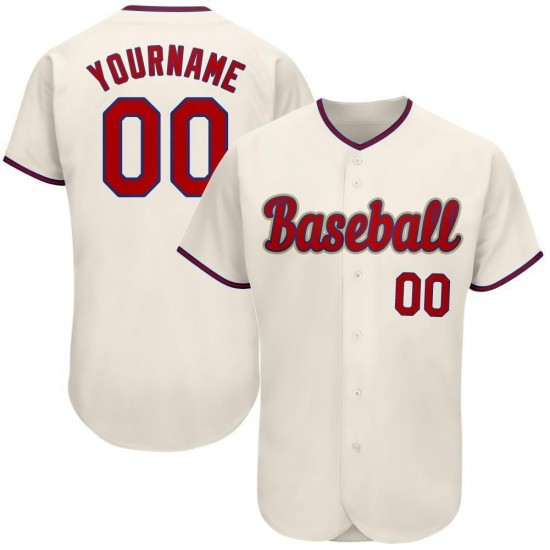 Custom Cream Red-Royal Authentic Baseball Jersey